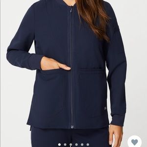 Navy blue Bellery fig scrub jacket